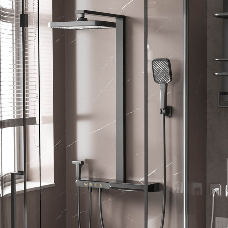 Homelody 38℃ Thermostat-Duschsäule mit Ablagebrett Duschset mit Badewannenmischer für das Badezimmer 4 Funktionen