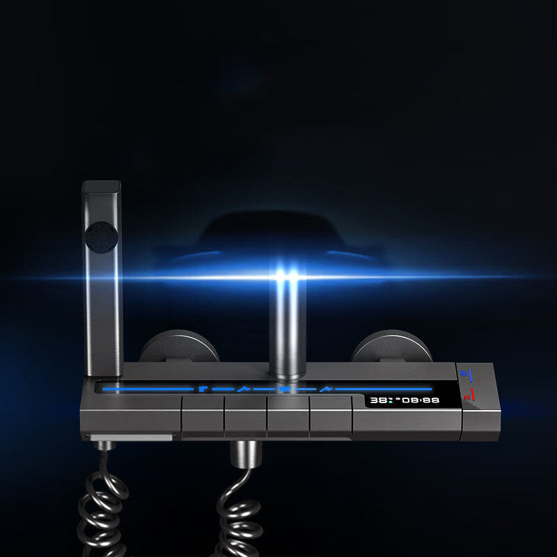 Homelody Anmut Quadrat 4-Jets Handbrause Duscharmatur Digitaler Bildschirm mit Ablageschale Höhenverstellbares Duschset, Umgebungslicht