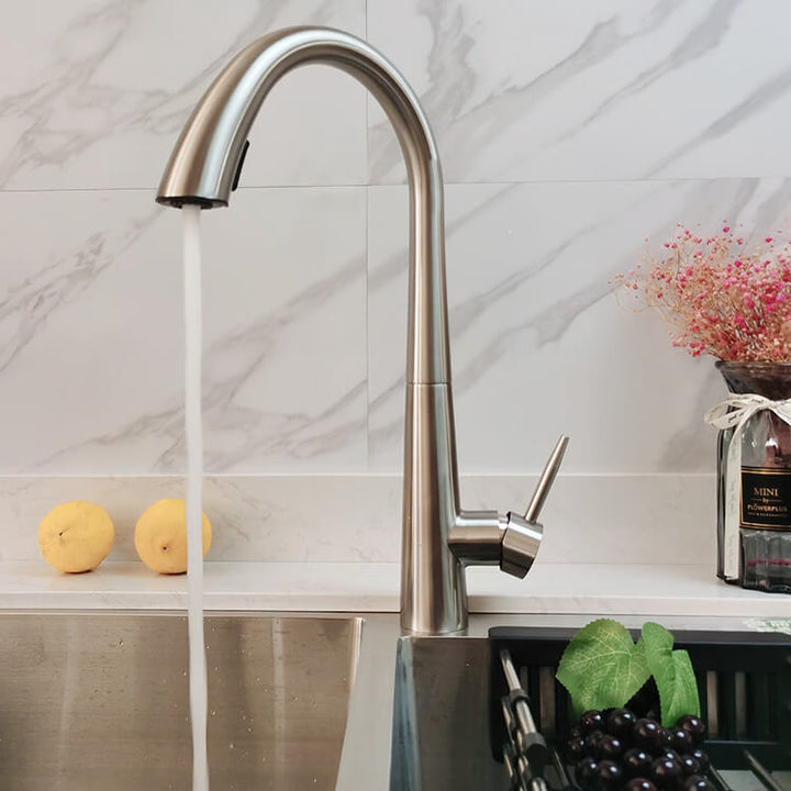 Homelody 360 ° Drehung Wasserhahn Küche Versteckt ausziehbar Küchenarmatur mit Brause Edelstahl Mischbatterie Küche Matt