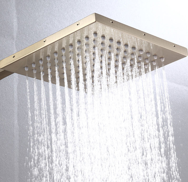 Homelody Quadratisch 40°C Thermostat Höhenverstellbares Duschsäule Digitaler Bildschirm mit Ablagebrett Duschset mit Badewannenmischer für das Badezimmer 4 Funktionen