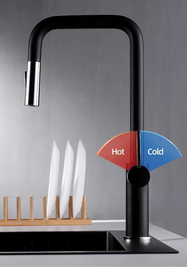 Homelody Form mit sieben Zeichen 360 ° Drehung Wasserhahn Küche ausziehbar mit 2 Modus Brause Edelstahl Mischbatterie Küche