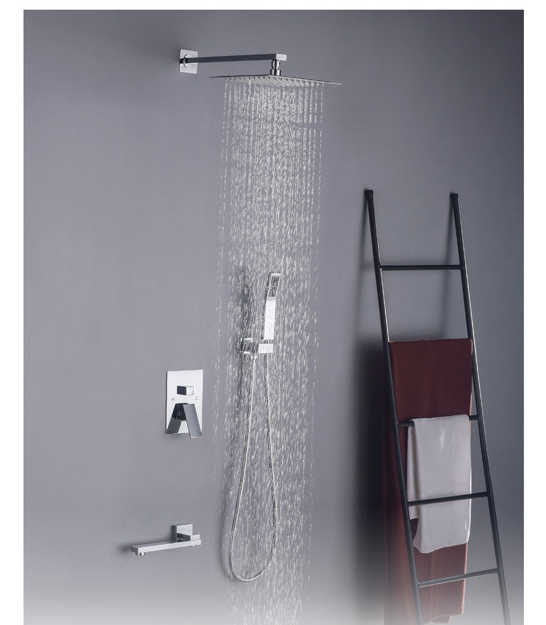Homelody Unterputz-Duschsystem Thermostat Messing Dusche quadratisch Duschzubehör Duschset mit 180° drehbar Wasserfall Badewannenarmatur