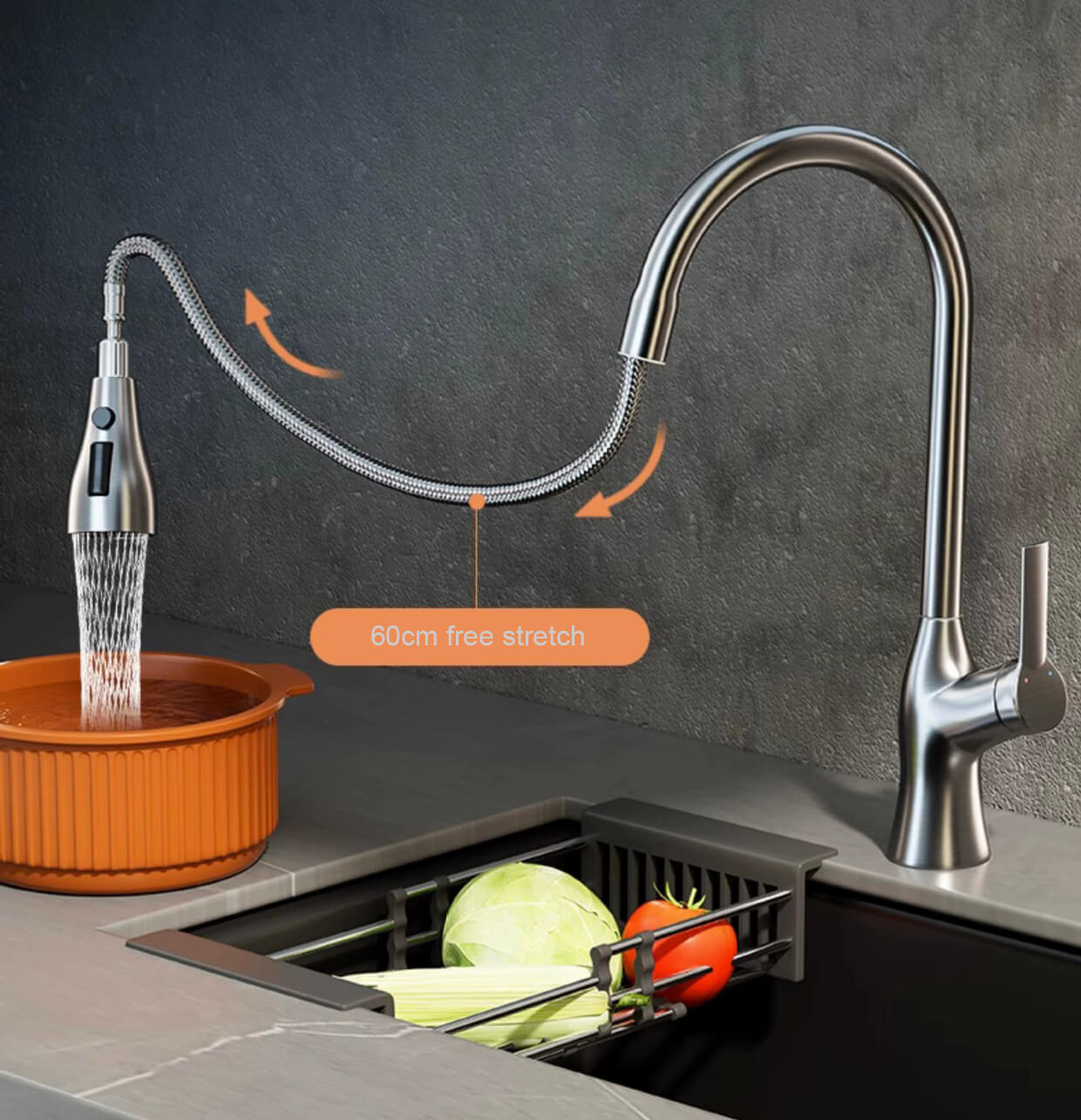 Homelody 360 ° Drehung Wasserhahn Küche ausziehbar Küchenarmatur mit Brause Mischbatterie Küche mit 3 Modus