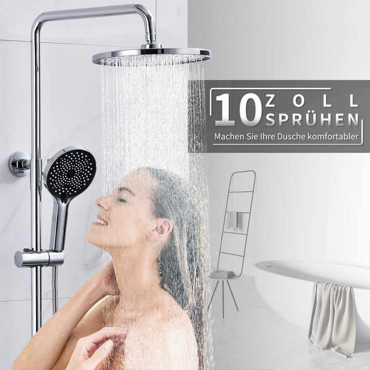 Homelody Thermostatische Duschsäule mit Wasserfall-Auslauf Duschset mit 3 Wasserabgängen
