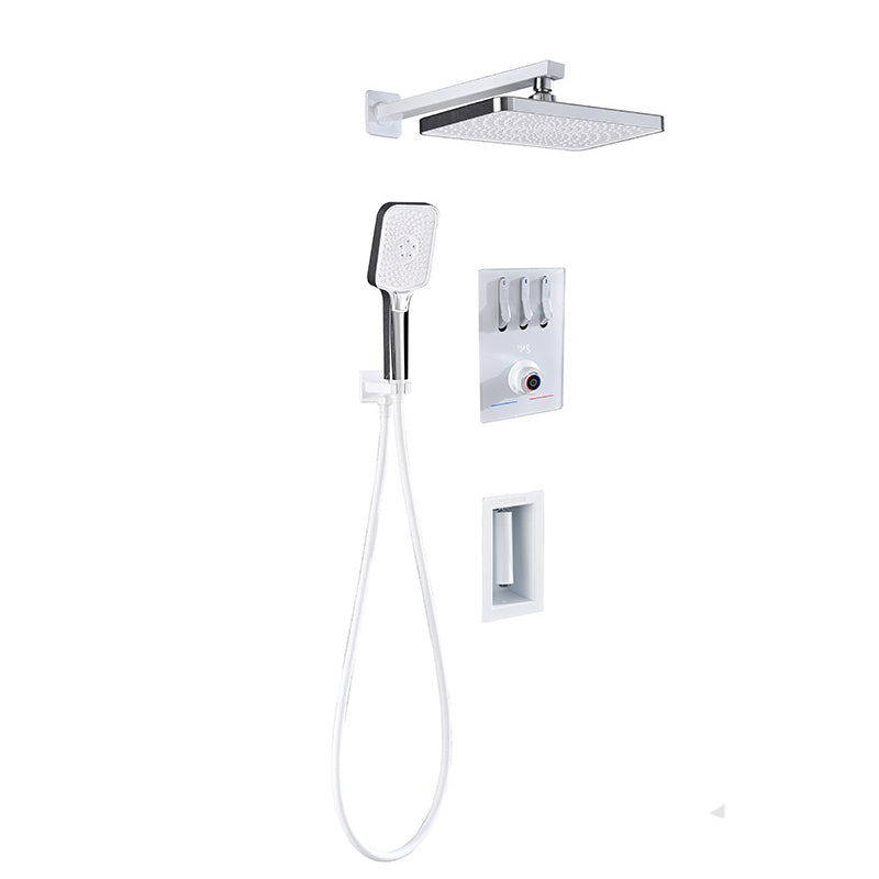 Homelody Unterputz-Duschsystem Thermostat Messing Dusche quadratisch Duschzubehör Duschset mit 360° drehbar Wasserfall Badewannenarmatur