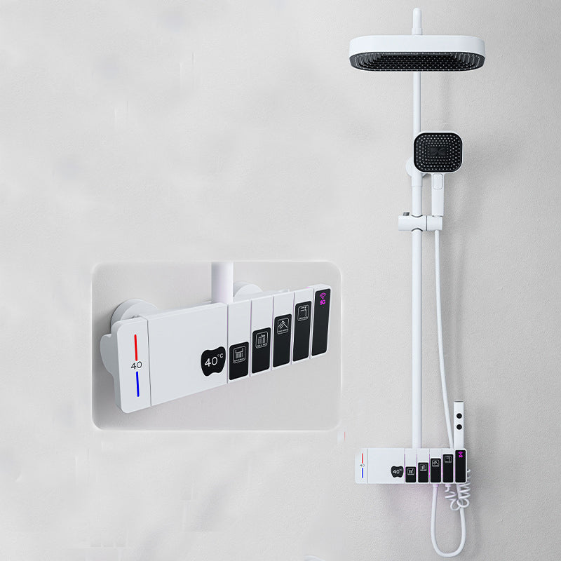 Homelody 40°C Thermostat Höhenverstellbares Duschsäule Digitaler Bildschirm mit Ablagebrett Duschset mit Badewannenmischer, Umgebungslicht