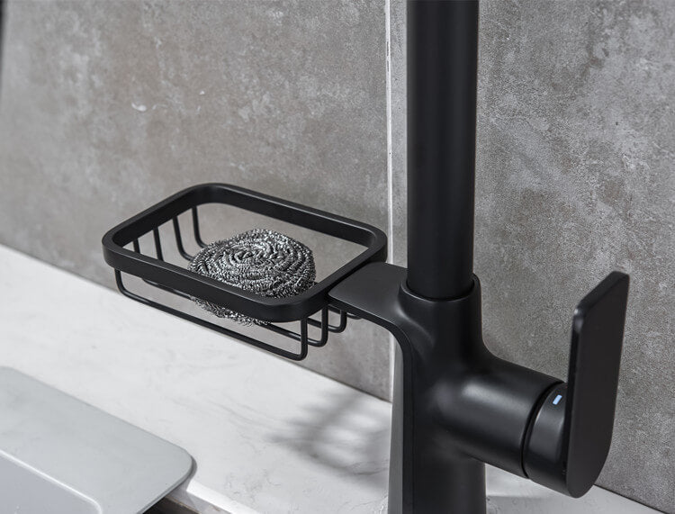 Homelody 360 ° Drehung Wasserhahn Küche ausziehbar Küchenarmatur mit Brause Edelstahl Mischbatterie und Lagerregale