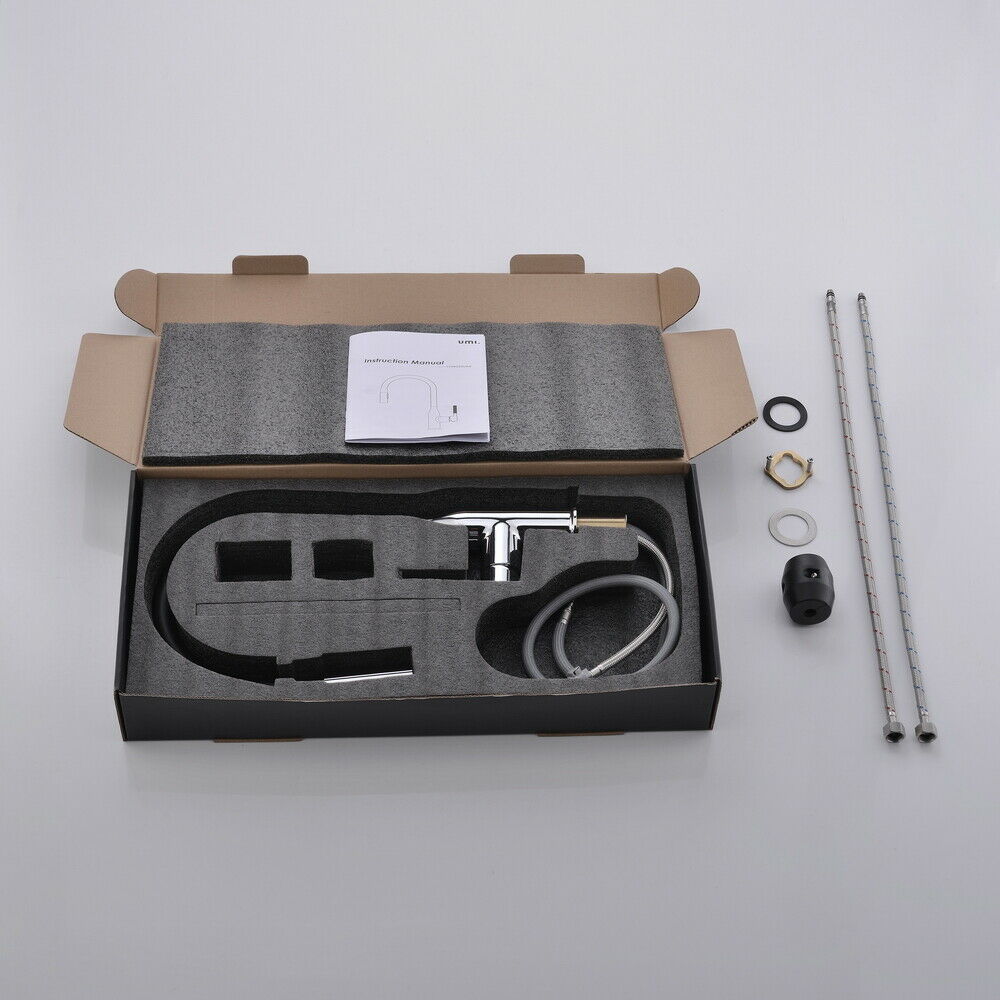 Messing Homelody 360 ° Schwarz Küchenarmatur mit brause versenkbarem spültisch armatur mit Schalter - Homelody-shop