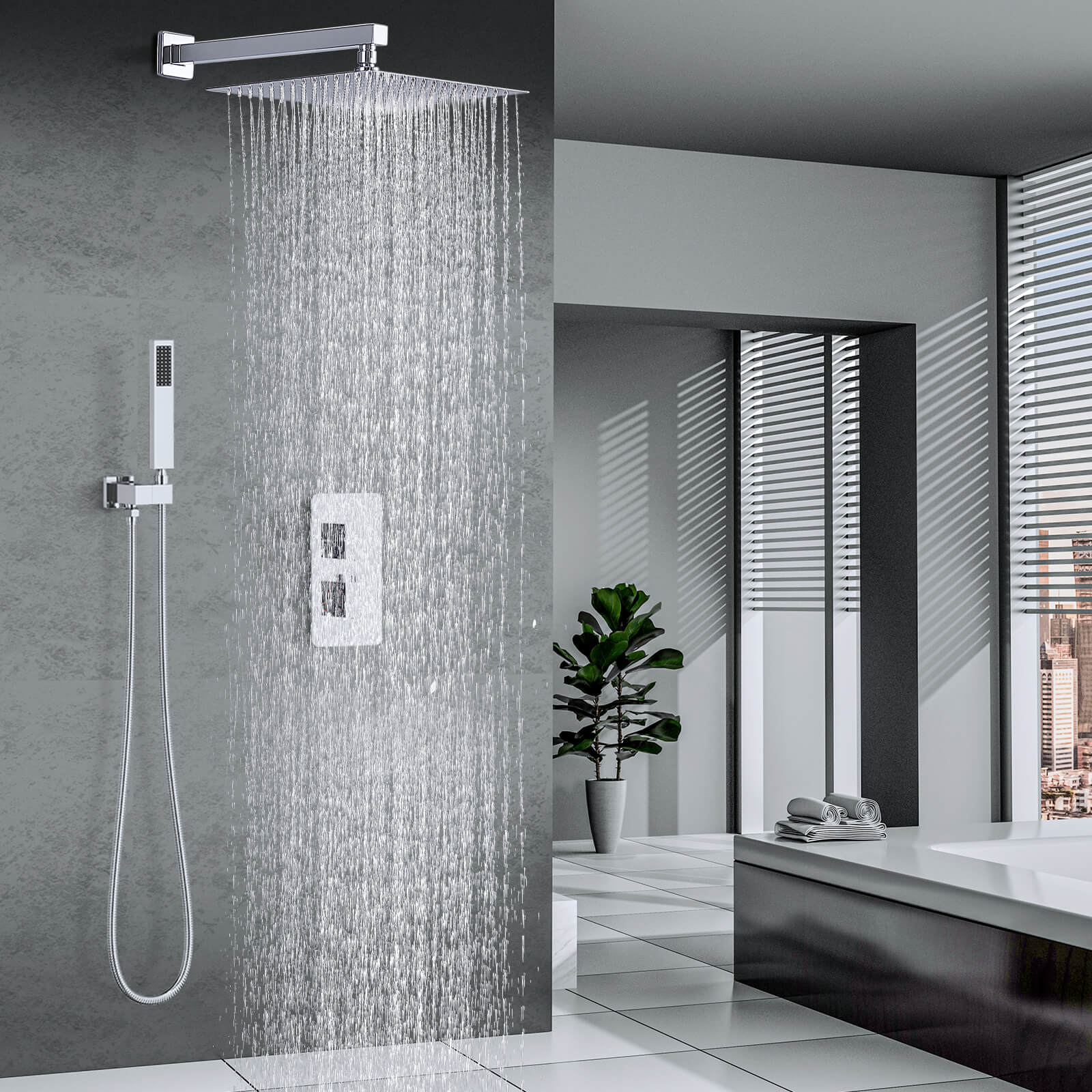 Homelody Unterputz-Duschsystem Thermostat Messing Dusche quadratisch Duschzubehör Duschset
